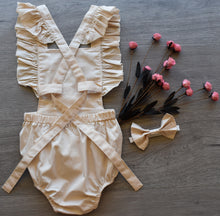 Load image into Gallery viewer, Beige Romper + Headband